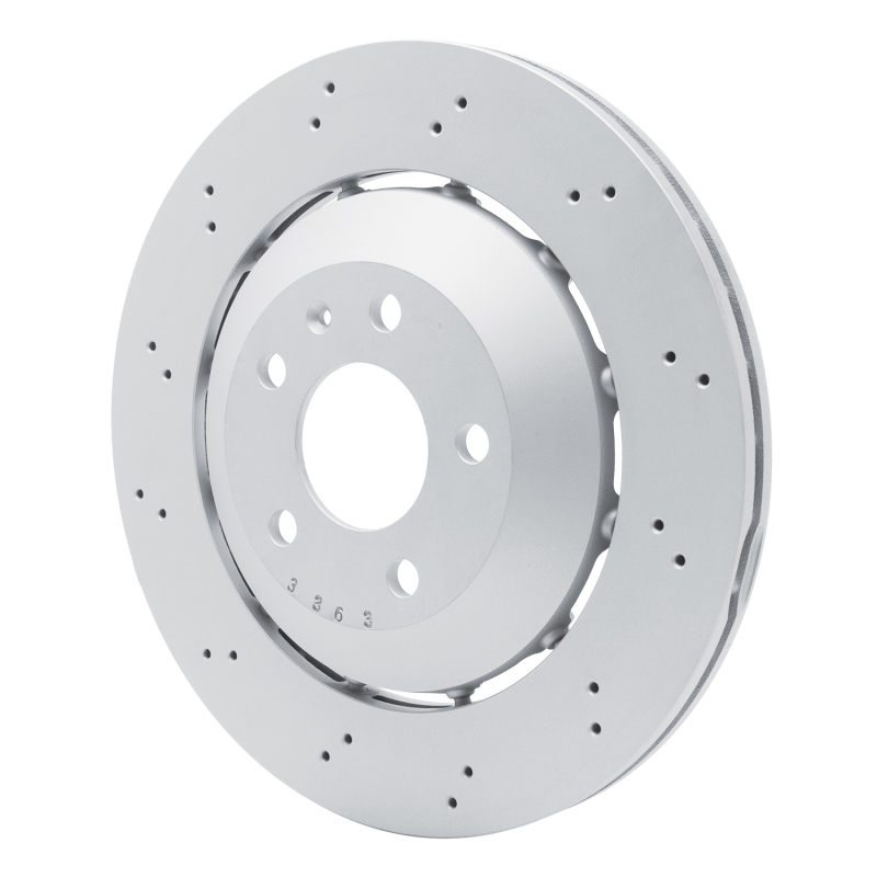 Audi RS5 Brake Rotor (1) - Rear - R1 Concepts - Hi-Carbon Alloy GEOMET Coated Rotor - Drilled - `13-`15